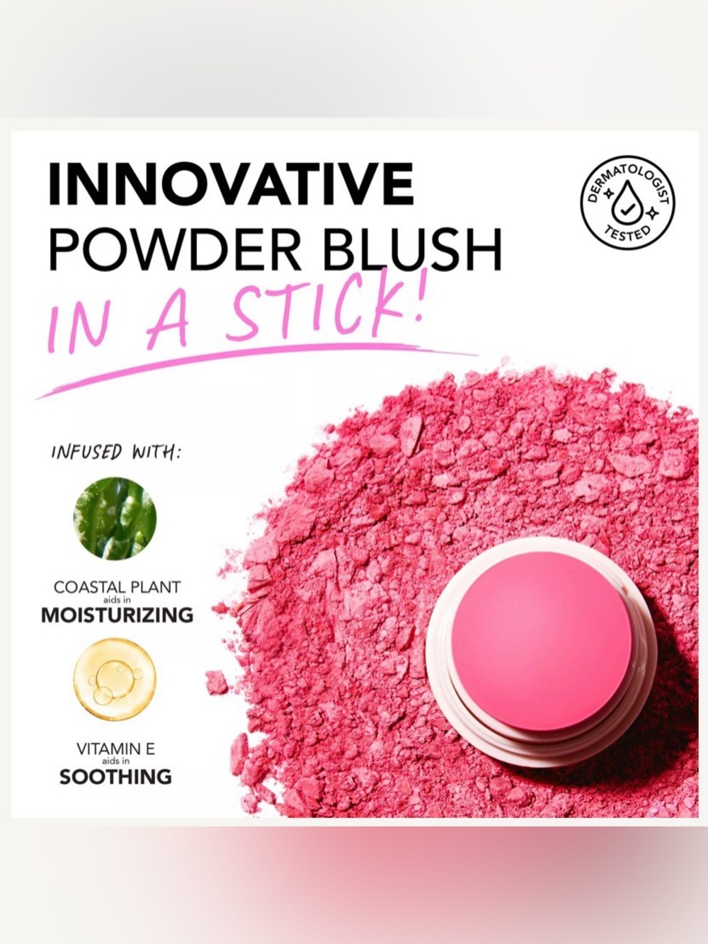 Polite Society Polite Pops Powder Blush Stick in London True Pink BNIB - Picture 5 of 12